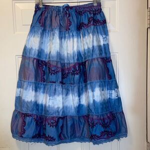 Ma Guggi Elegant Blue and Purple Midi Skirt Free Size